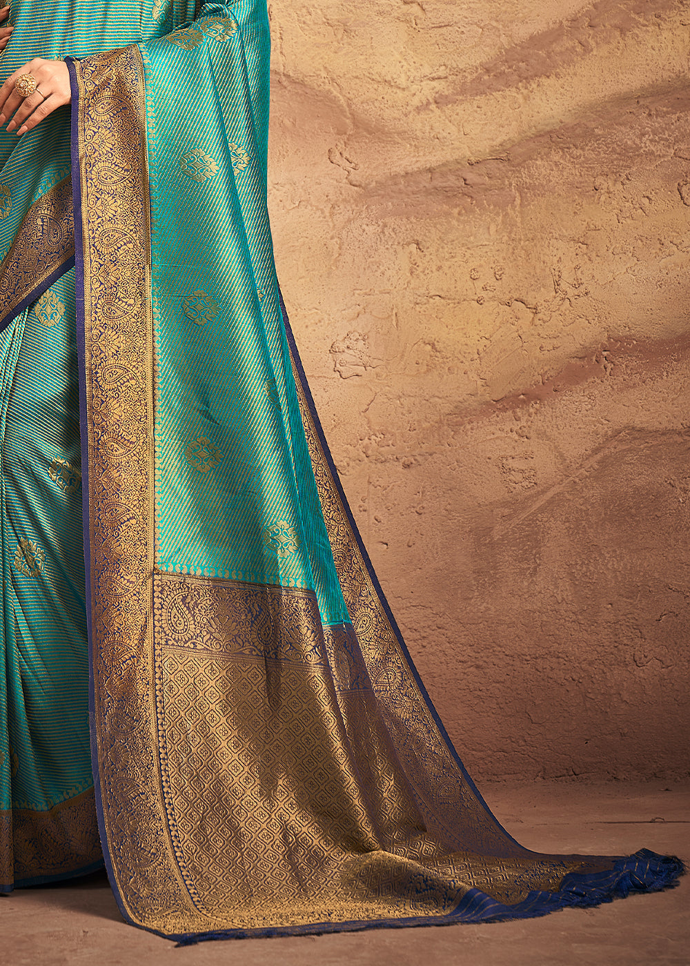 Shades Of Green Zari Woven Silk Saree