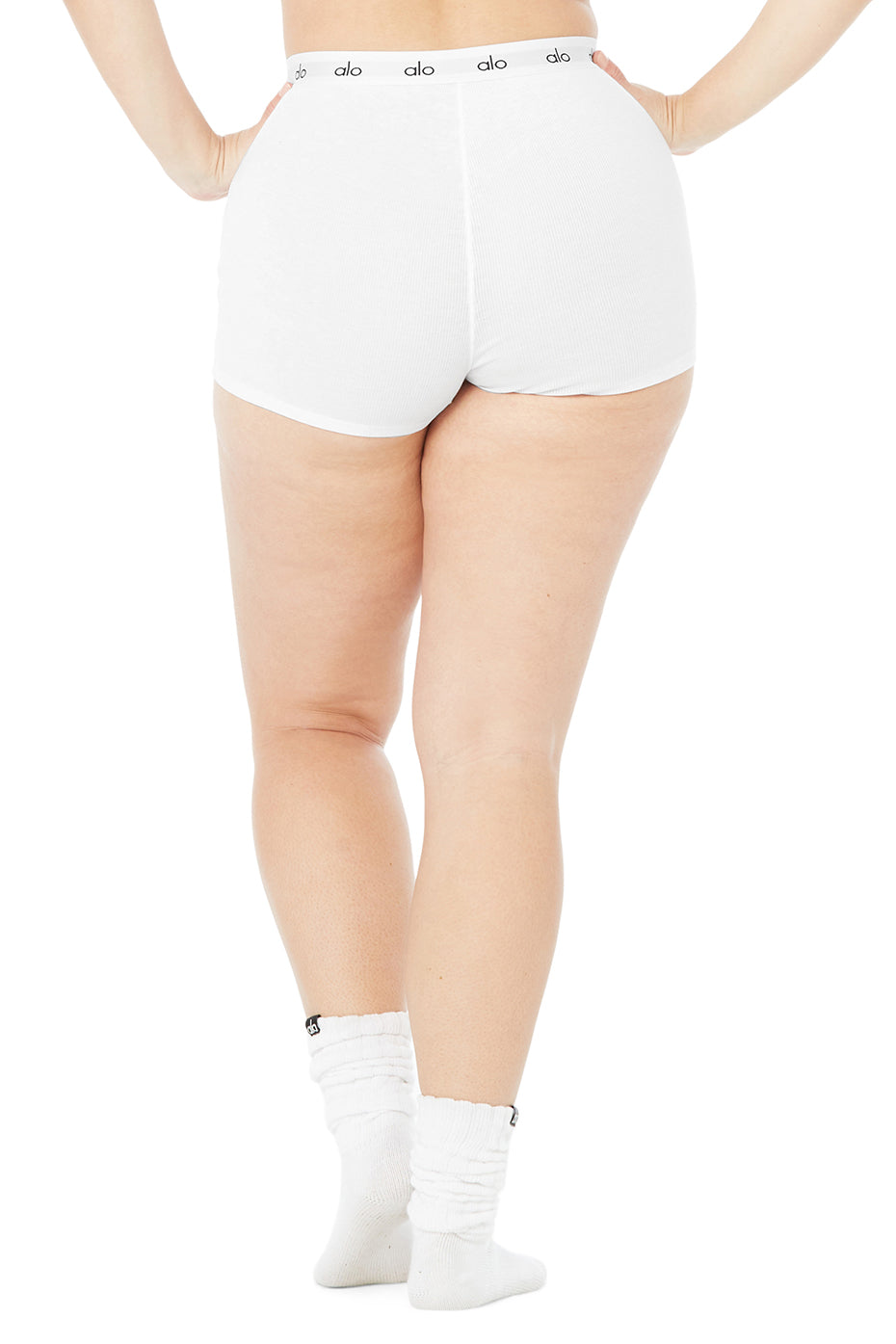 Icon Ribbed Boyshort - White