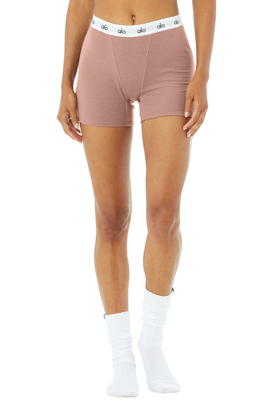 Icon Ribbed Boyshort - Smoky Quartz