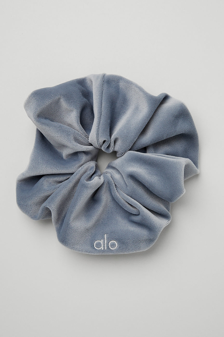 Velour Oversized Scrunchie - Steel Blue
