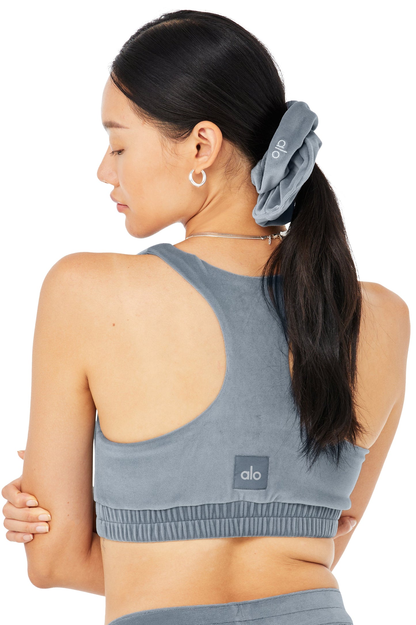 Velour Oversized Scrunchie - Steel Blue