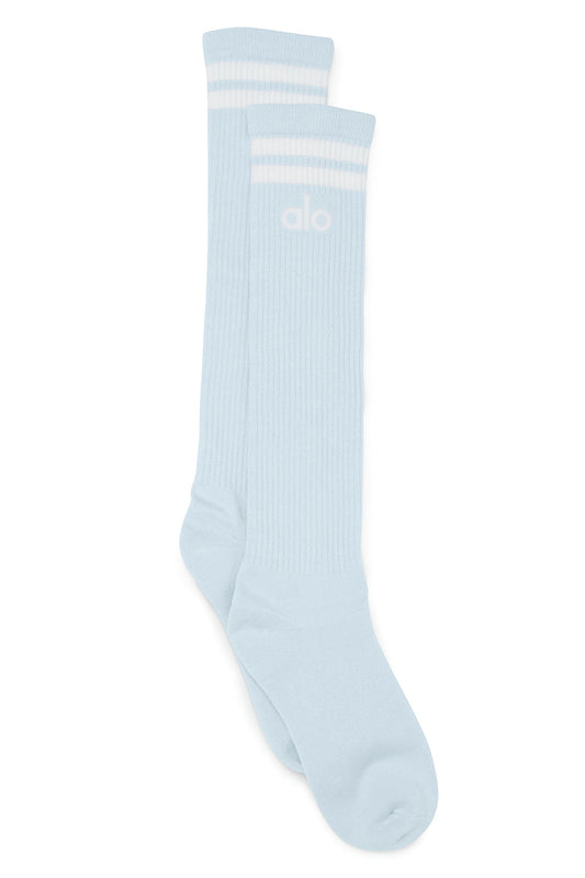 Women's Knee-High Throwback Sock - Powder Blue/White