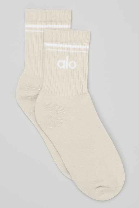 Unisex Half-Crew Throwback Sock - Bone/White