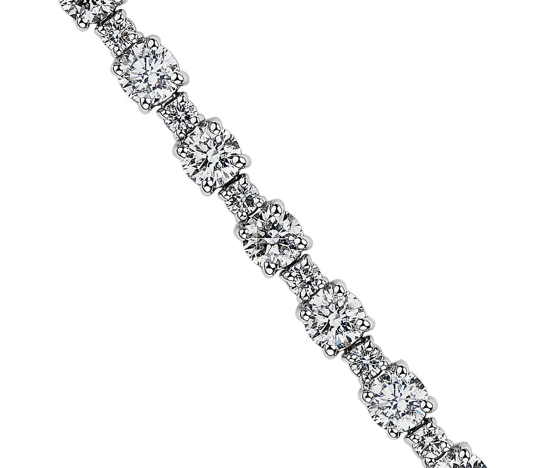 10.00 CTW Dazzling Alternating Tennis Bracelet in .925 Sterling Silver, Created Moissanite