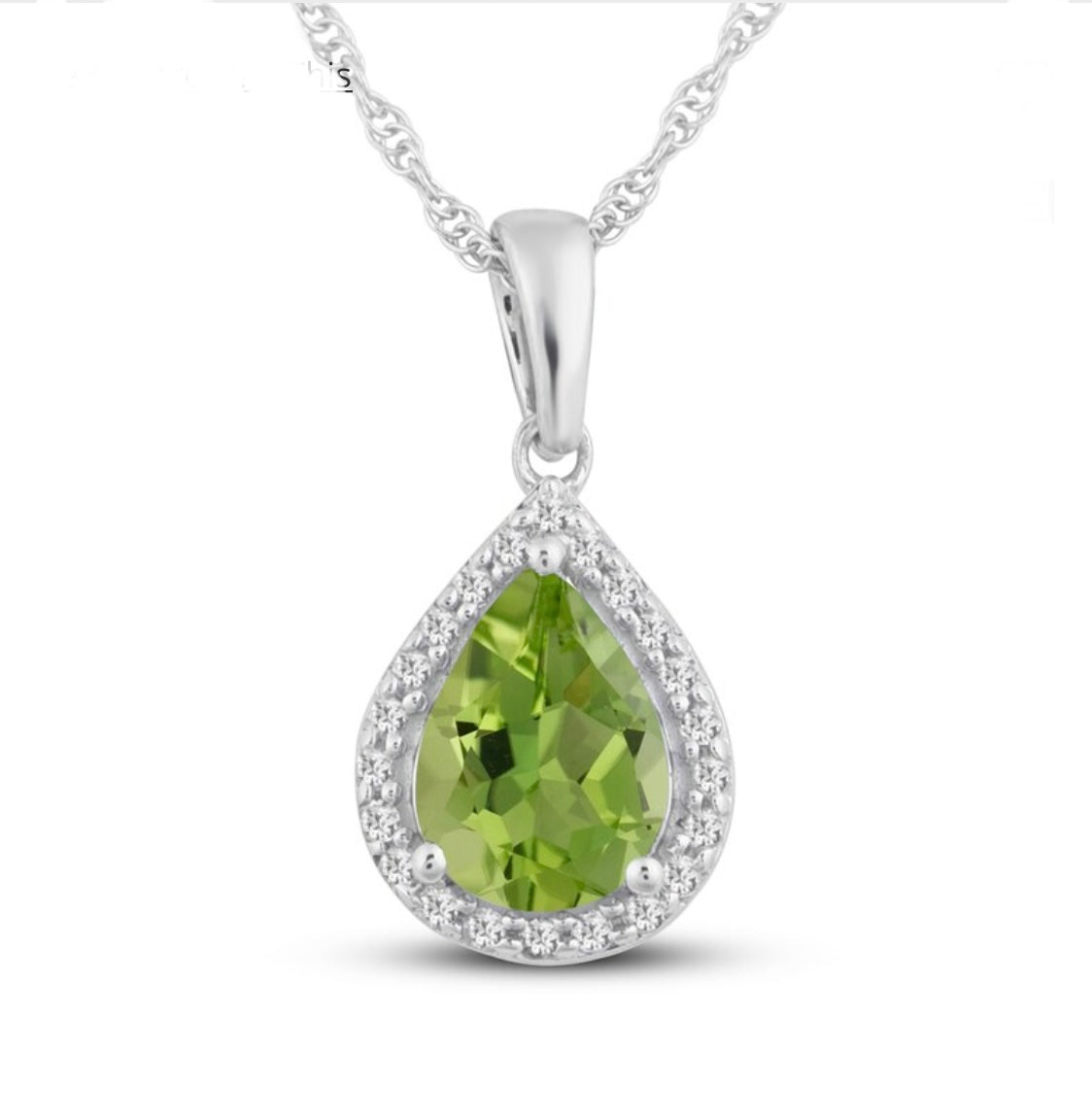 2.00 CTW Peridot & Sapphire Teardrop Solitaire Pendant