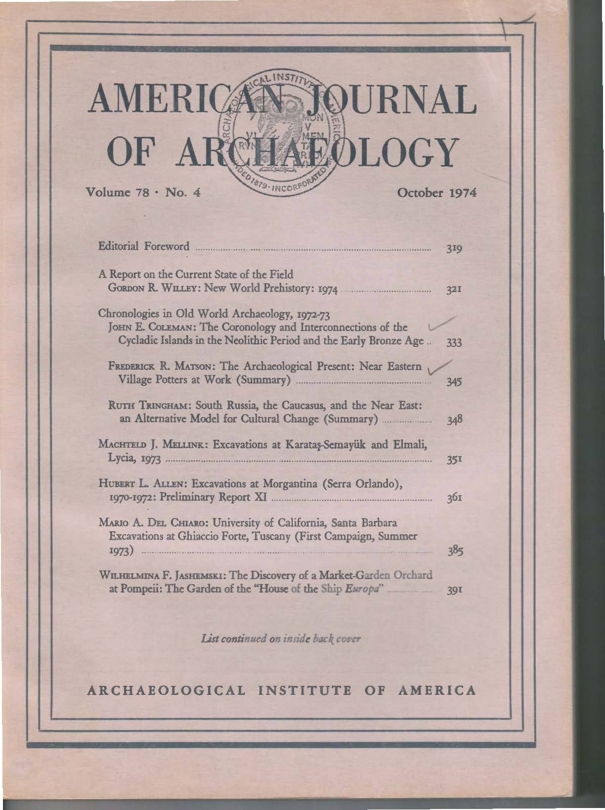 American Journal of Archaeology Vol. 78  No.4
