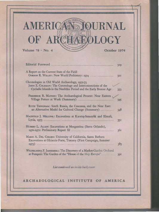 American Journal of Archaeology Vol. 78  No.4
