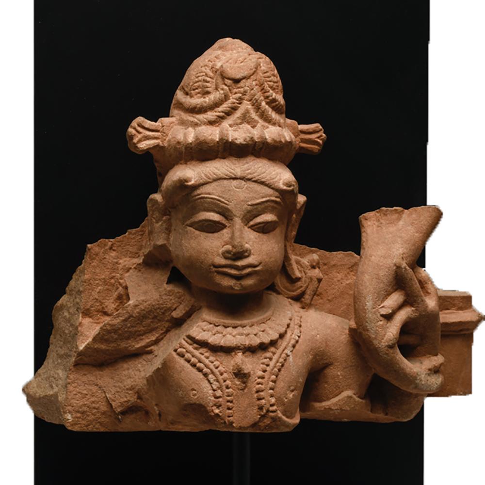 An Indian Red Sandstone Figural Fragment, Middle Periods, ca. 10th - 12th century CE