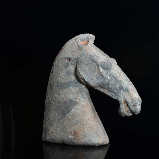 A Chinese Terracotta Head of a Horse, Han Dynasty, ca. 200 BCE - 200 CE