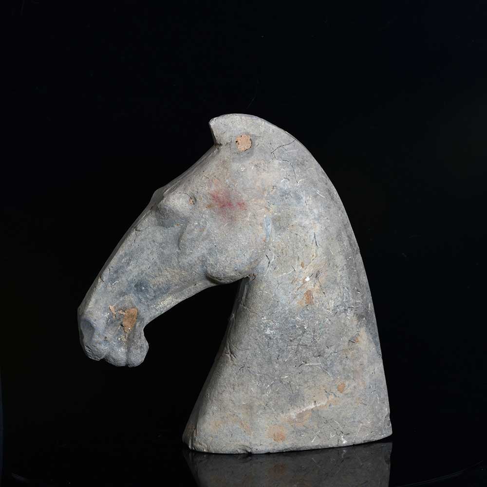 A Chinese Terracotta Head of a Horse, Han Dynasty, ca. 200 BCE - 200 CE