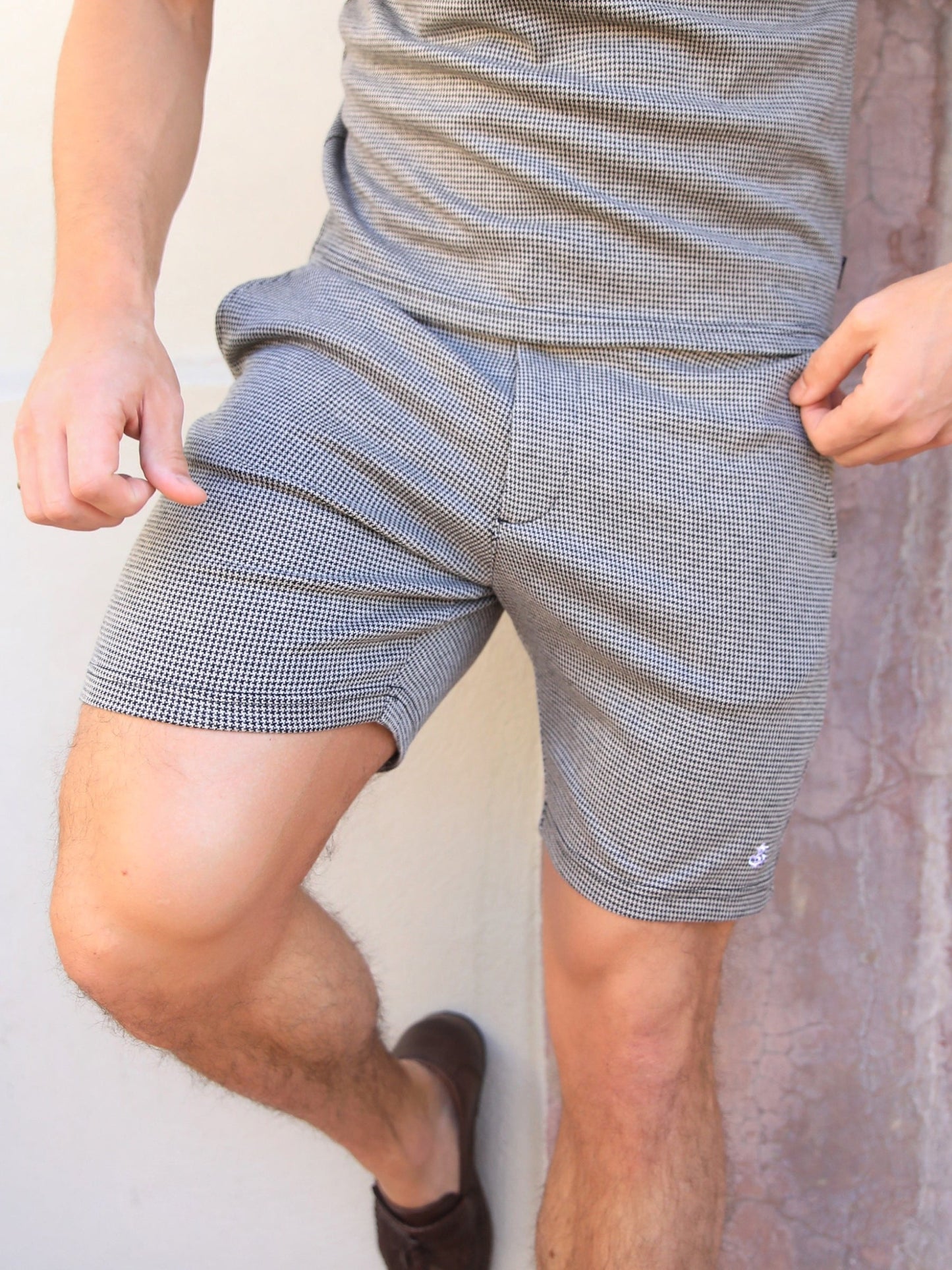 Midar Check Shorts - Gold