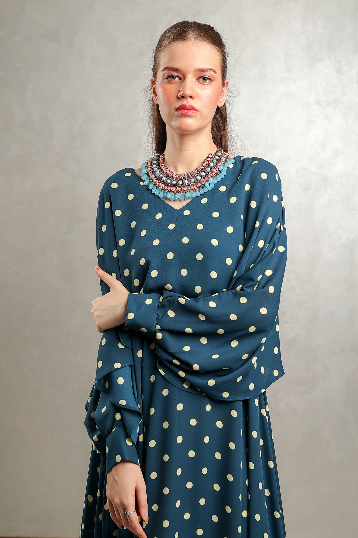 Blue Polka Overlap Maxi