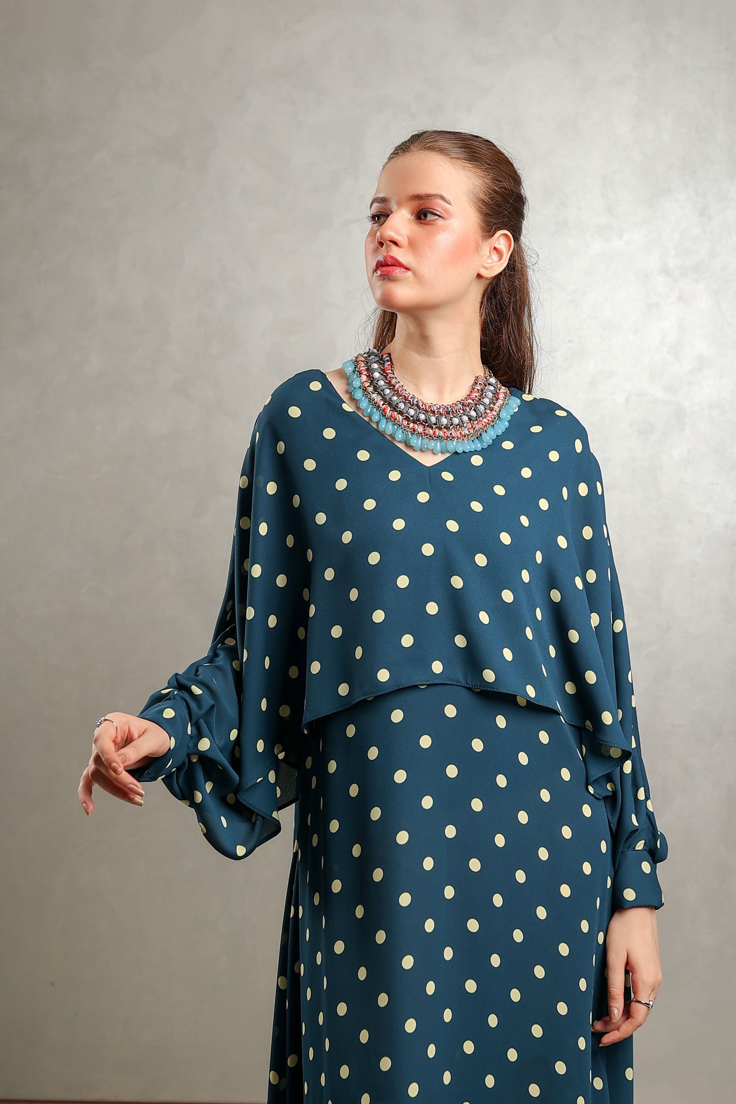 Blue Polka Overlap Maxi