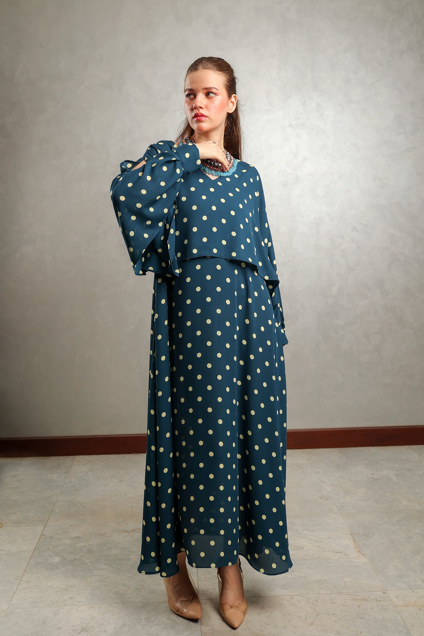 Blue Polka Overlap Maxi