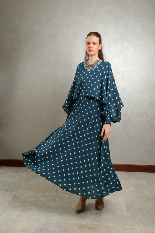 Blue Polka Overlap Maxi