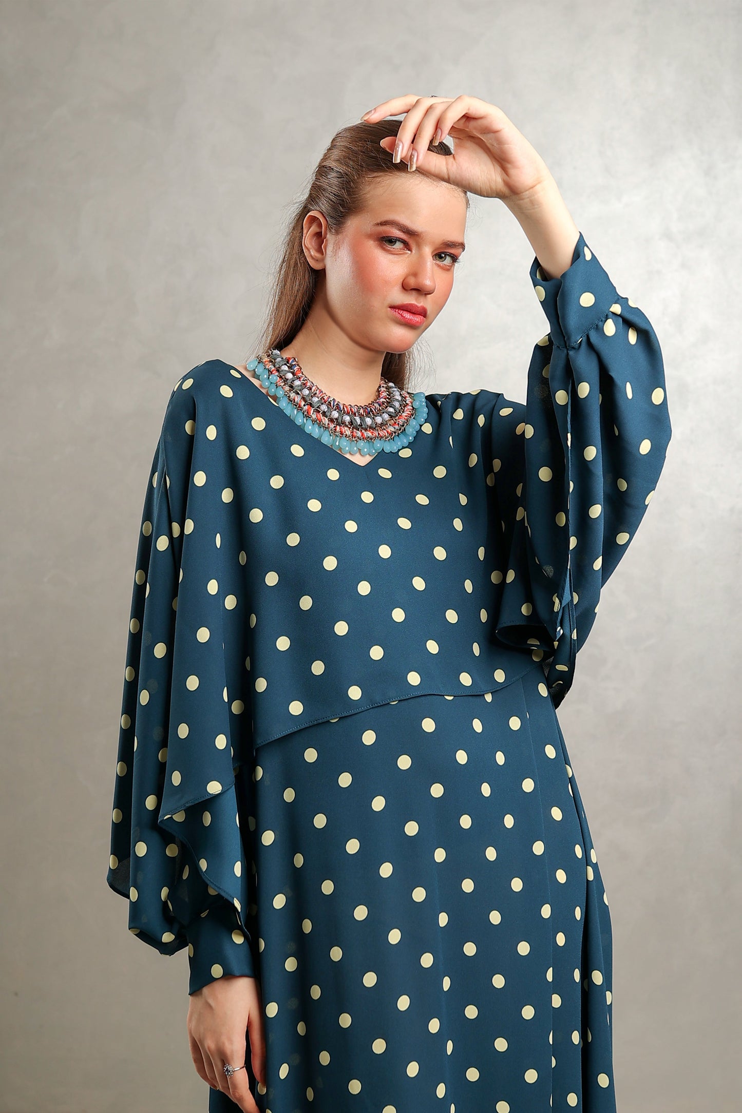Blue Polka Overlap Maxi