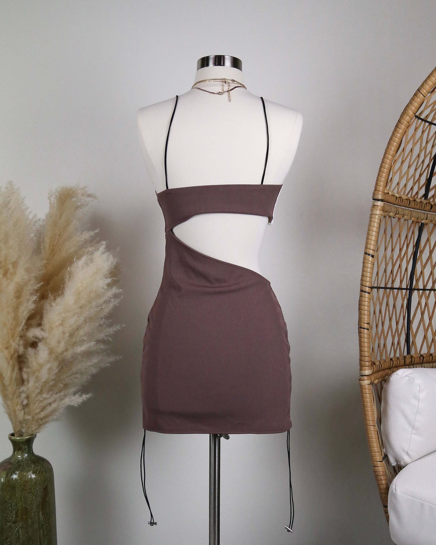 Ribbed Color block Mini Dress with Mid Cutout in More Colors