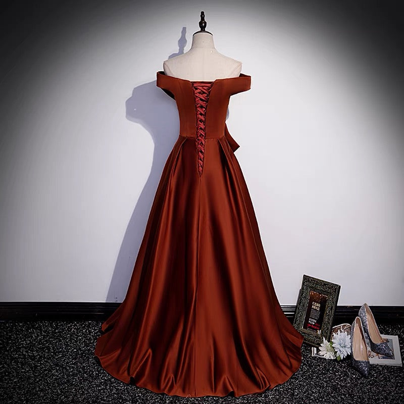 Burgundy 8th Grade Graduation Dress with Big Bow