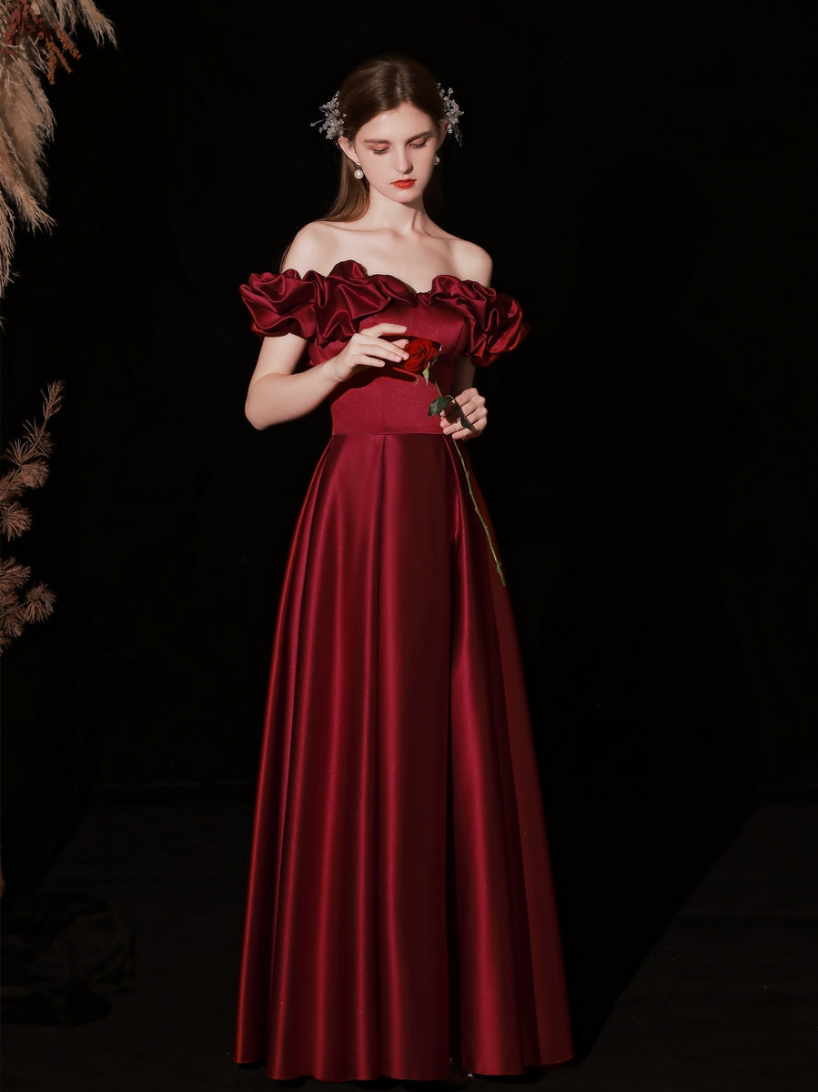 Burgundy Princess Cinderella Prom Dress Ball Gown
