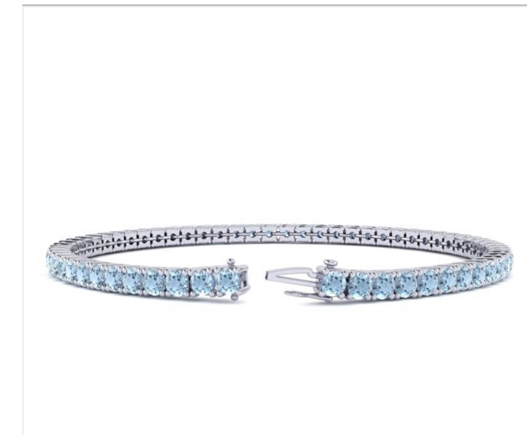 4.00ctw Aquamarine Tennis Bracelet in 14k White Gold Plate