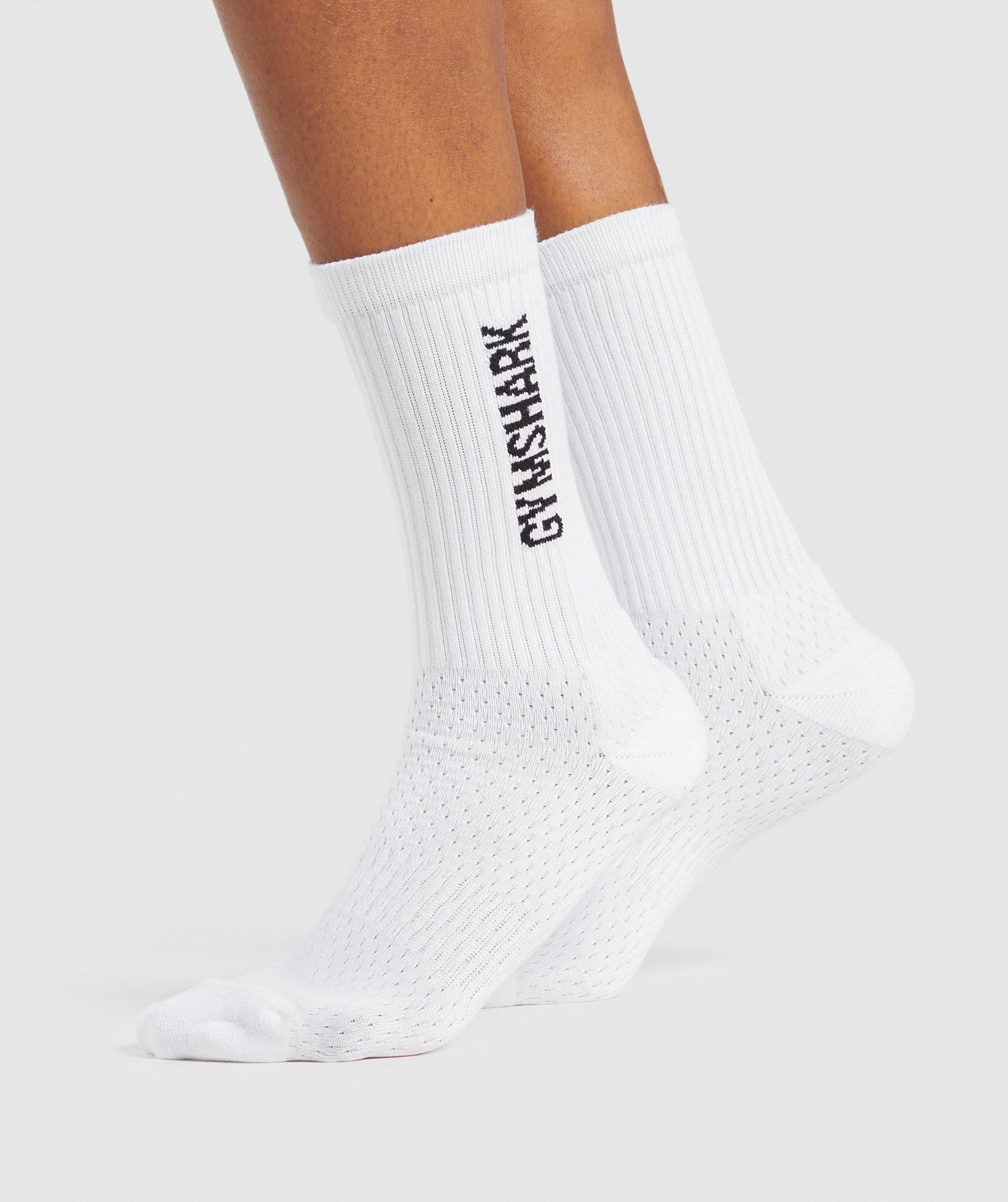 Gymshark Premium Logo Crew Socks (1pk) - White/Black