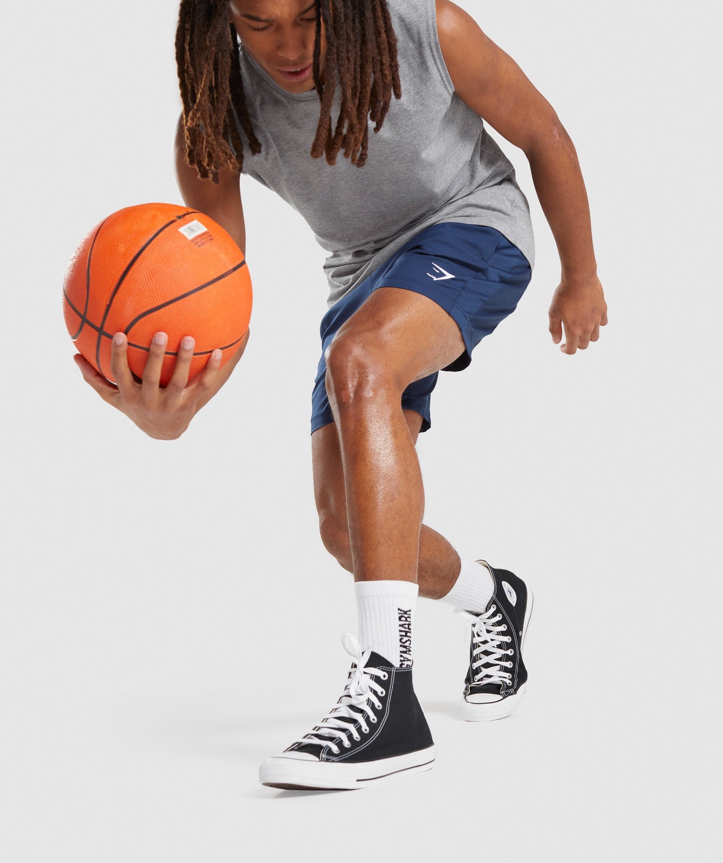 Gymshark Premium Logo Crew Socks (1pk) - White/Black