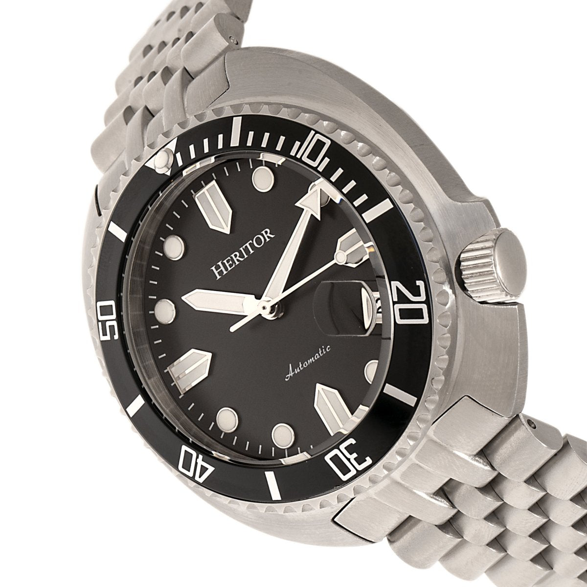 Heritor Automatic Matador Box Set with Interchangeable Bands and Date Display - Black/Silver - HERHR9301