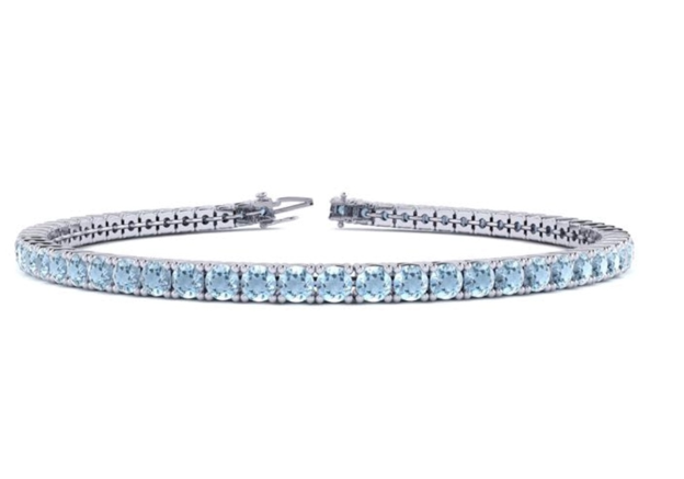 4.00ctw Aquamarine Tennis Bracelet in 14k White Gold Plate