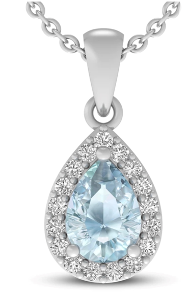 2.00ctw Aquamarine & Sapphire Teardrop Solitaire Pendant