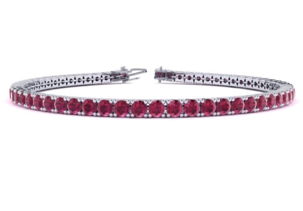 4.00ctw Ruby Tennis Bracelet in 14K White Gold Over Sterling Silver, Lab Grown