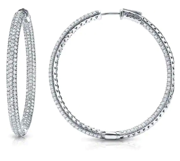 3 CTW Pave Swarovski Hoop Earrings