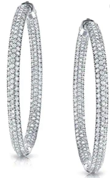 3 CTW Pave Swarovski Hoop Earrings