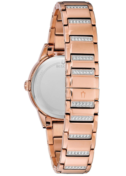 Bulova Crystal Turn Style Blue Mother of Pearl Dial Ladies Watch