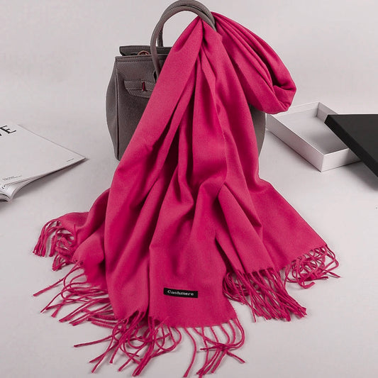 Plain Cashmere Hijabs - Hot Pink