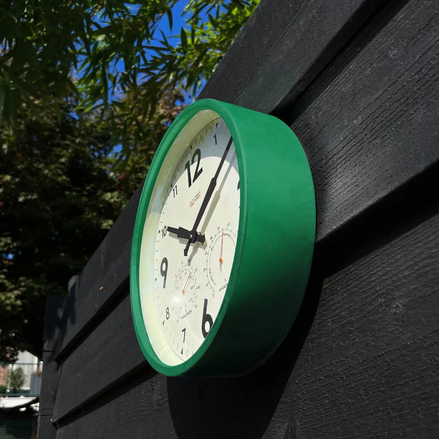 Factory Outdoor Wall Clock & Weather Station