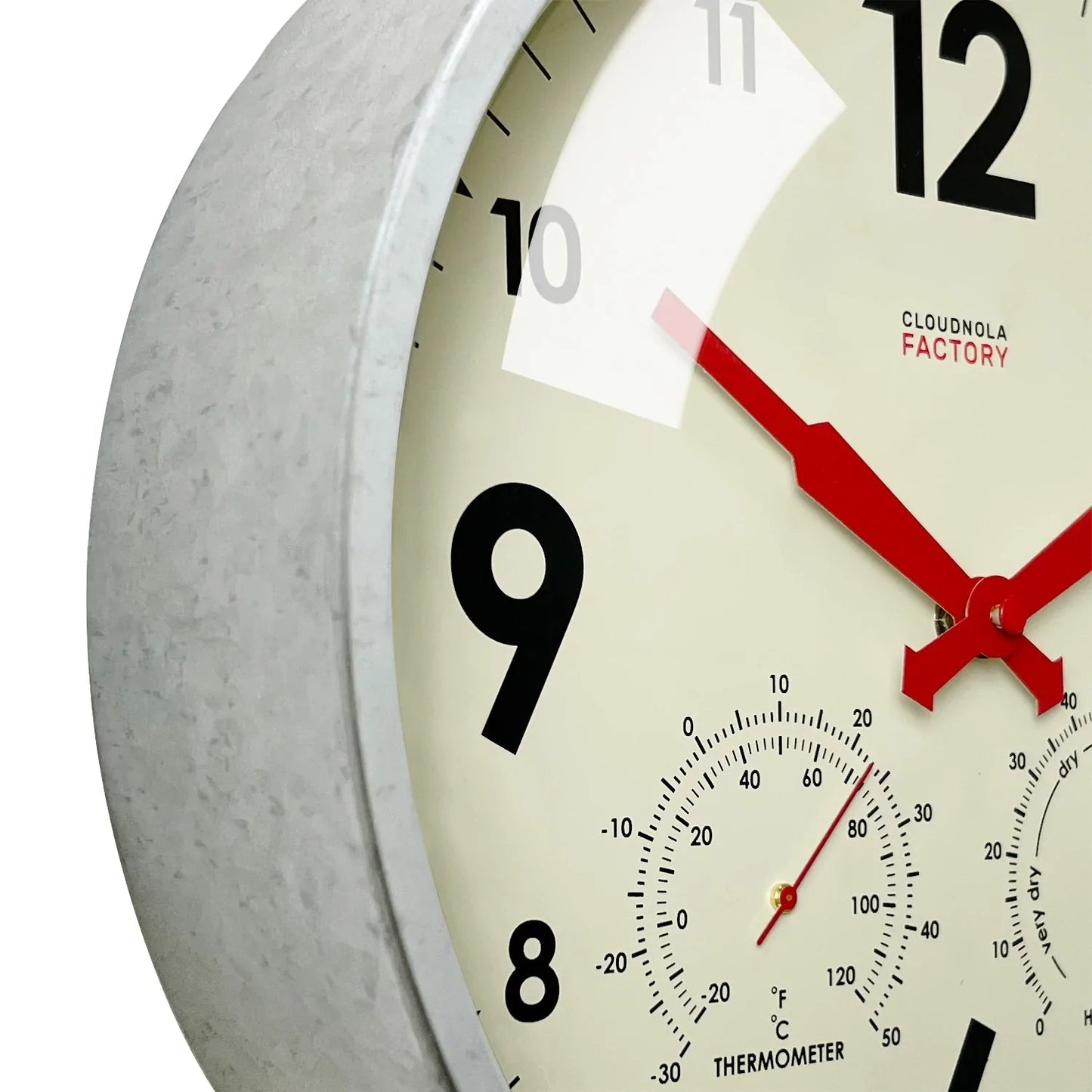 Factory Outdoor Wall Clock & Weather Station