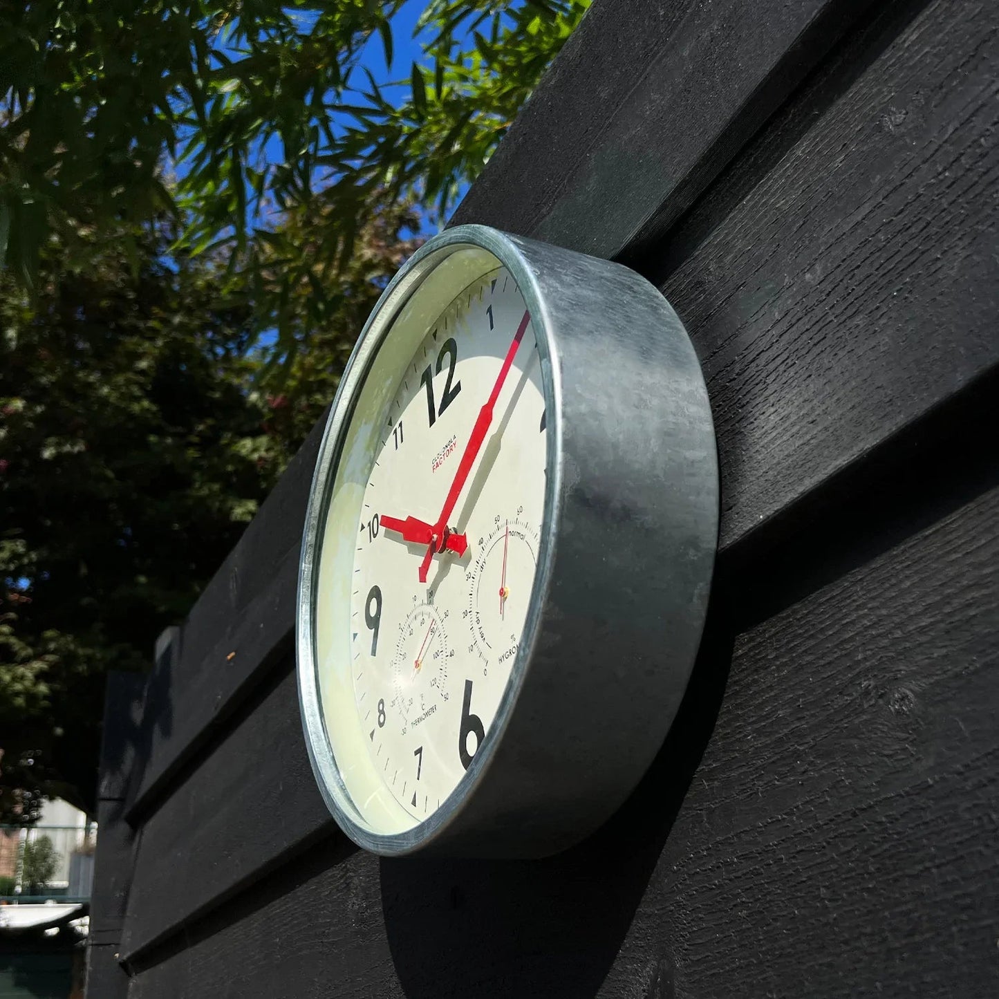 Factory Outdoor Wall Clock & Weather Station