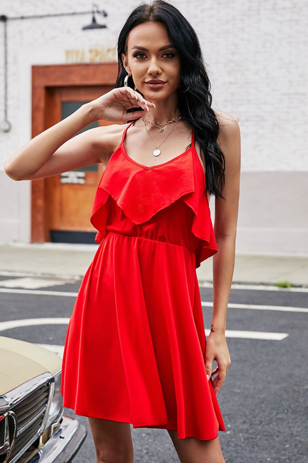 Crisscross Tied Sleeveless Mini Dress