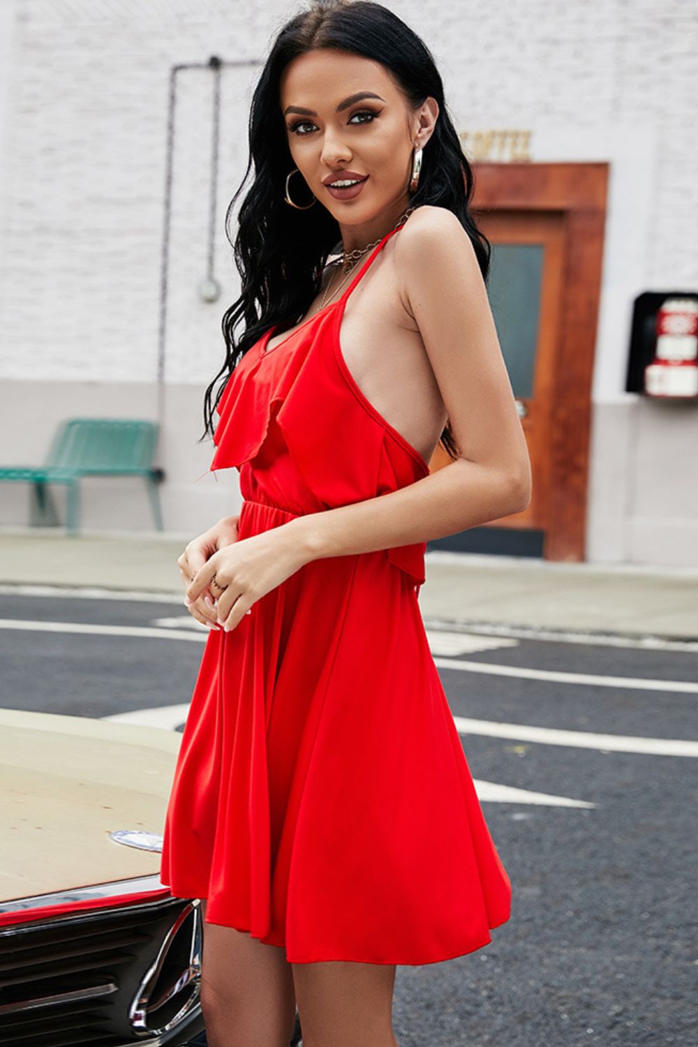 Crisscross Tied Sleeveless Mini Dress
