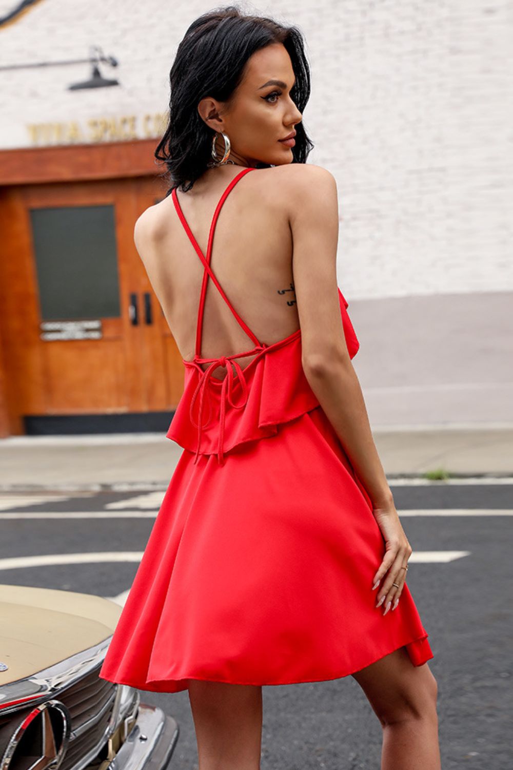 Crisscross Tied Sleeveless Mini Dress