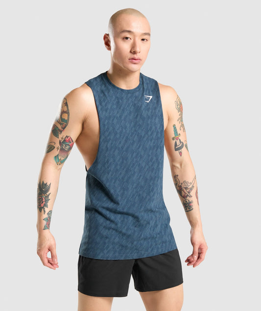 Gymshark Critical Drop Arm Tank - Teal Print