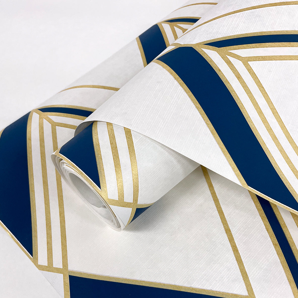 Brooklyn Diamond Metallic Gold & Navy Wallpaper from Deco 2 by Collins & Company