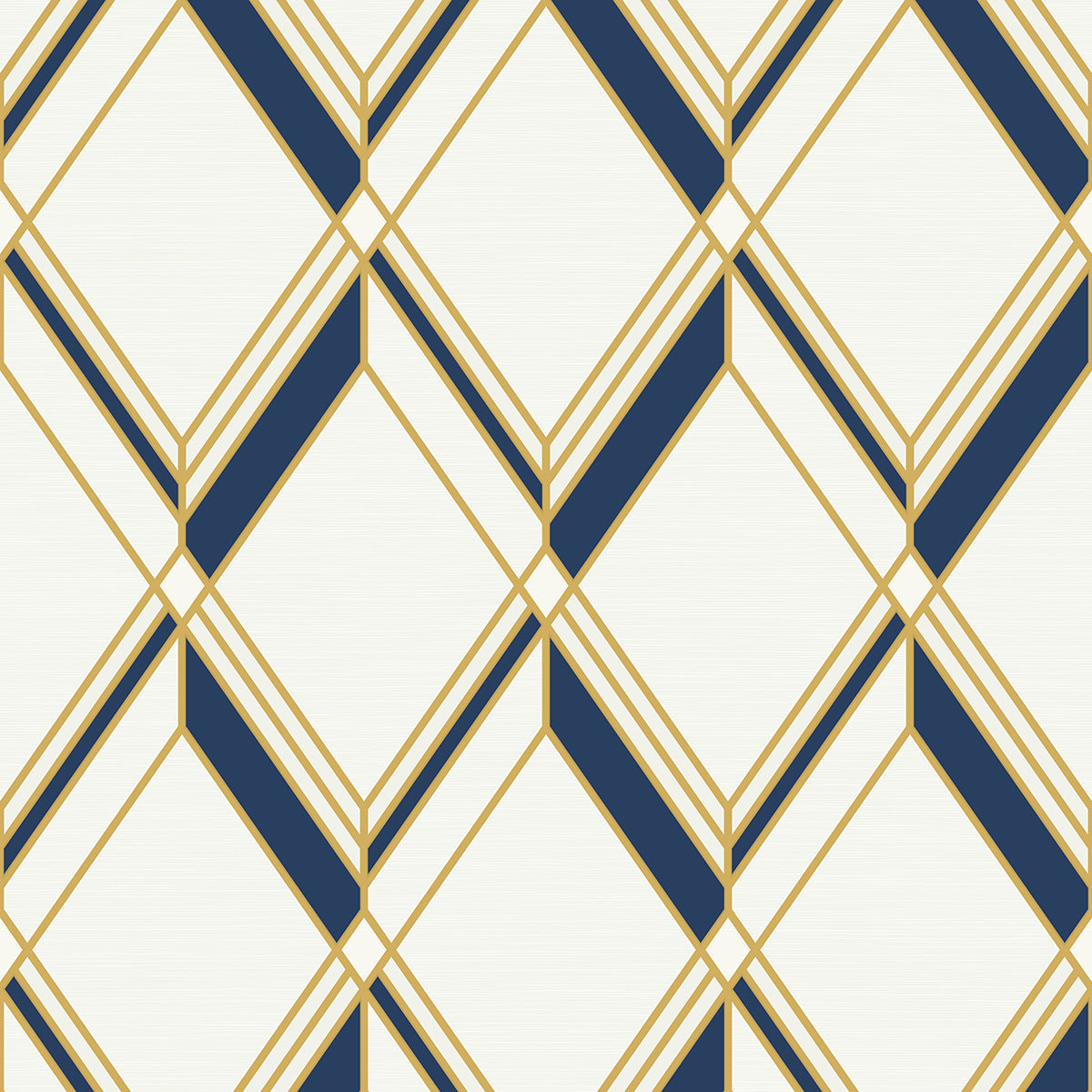 Brooklyn Diamond Metallic Gold & Navy Wallpaper from Deco 2 by Collins & Company