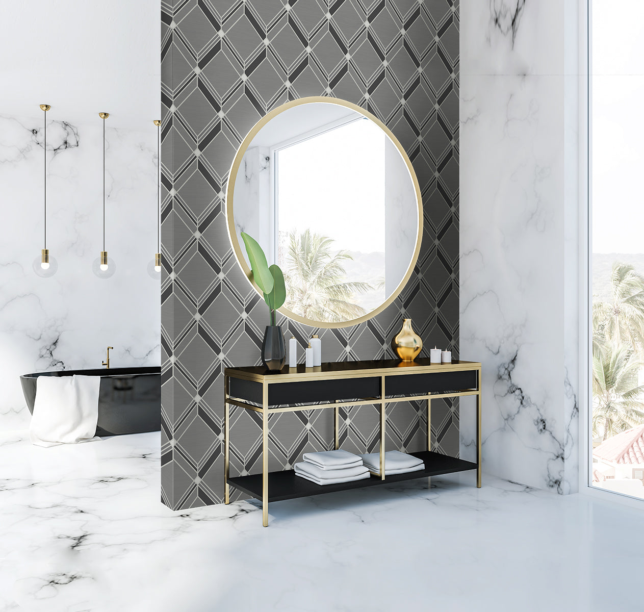 Brooklyn Diamond Mysterious Wallpaper from Deco 2 by Collins & Company