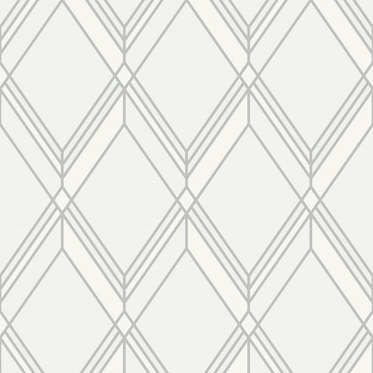 Brooklyn Diamond Metallic Silver Wallpaper from Deco 2 by Collins & Company