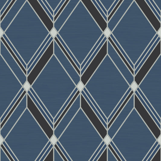 Brooklyn Diamond Blue Wallpaper from Deco 2 by Collins & Company