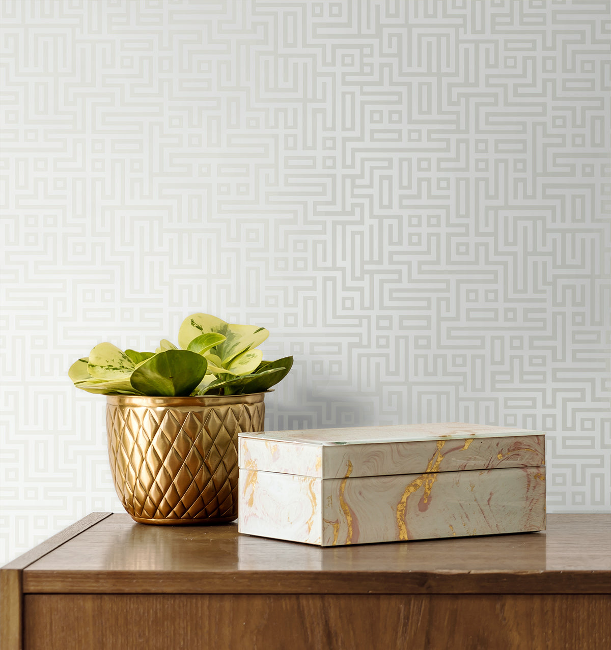 Rockefellar Maze Metallic Pearl Wallpaper from Deco 2 by Collins & Company