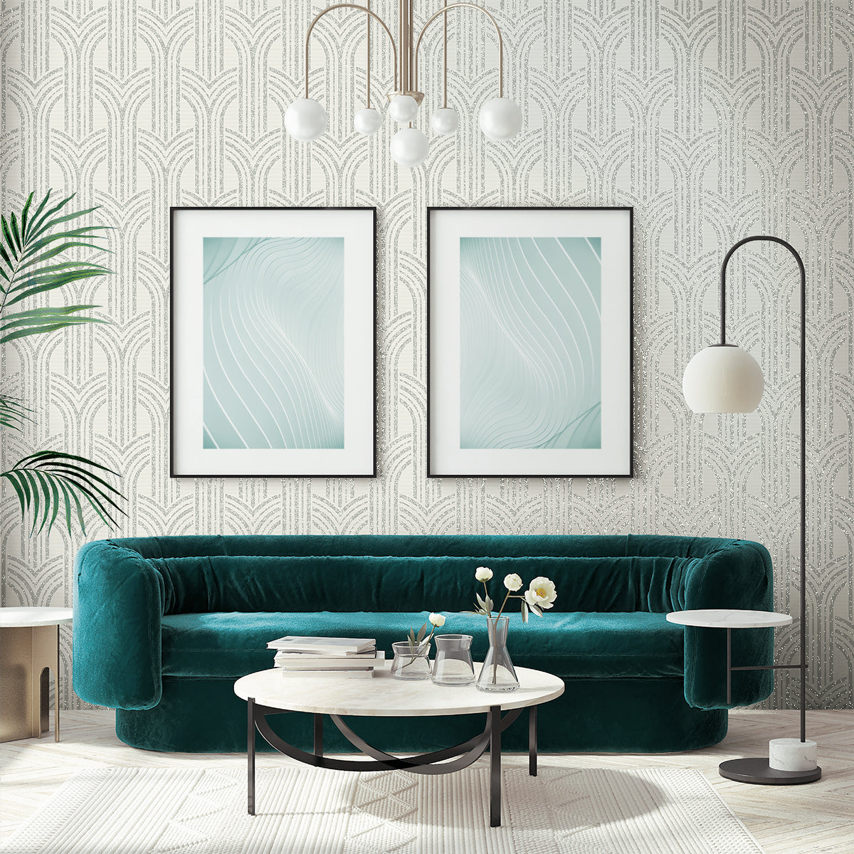 Broadway Arches Chrome Wallpaper from Deco 2 by Collins & Company