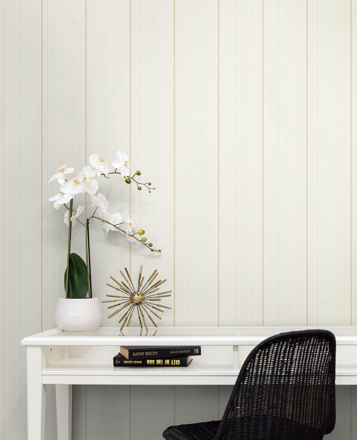 Rockefeller Stripe Honey Stick Wallpaper from Deco 2 by Collins & Company