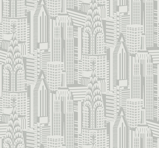 Manhattan Skyline Silver Sky Wallpaper from Deco 2 by Collins & Company